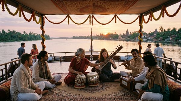 Quelles croisières offrent des cours de musique traditionnelle indienne avec des musiciens locaux?